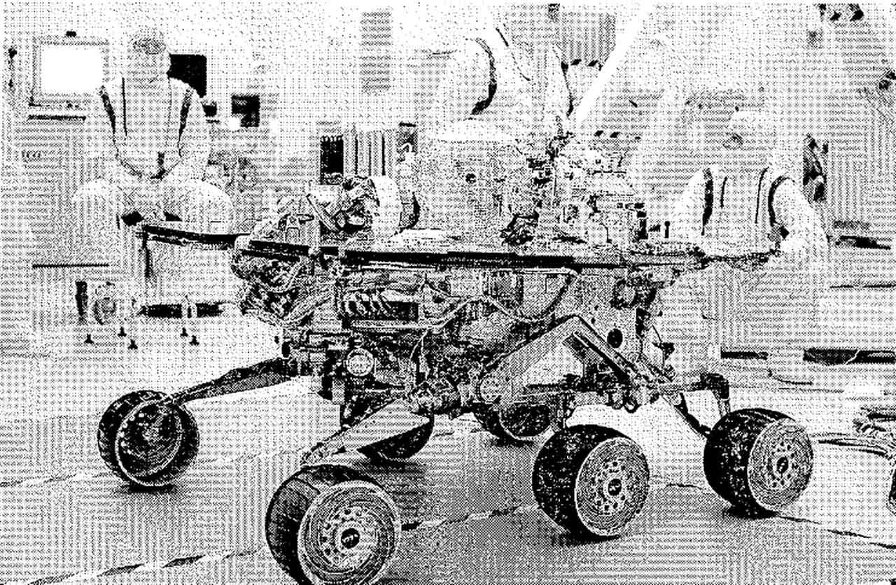 Mars Exploration Rover with deployed suspension