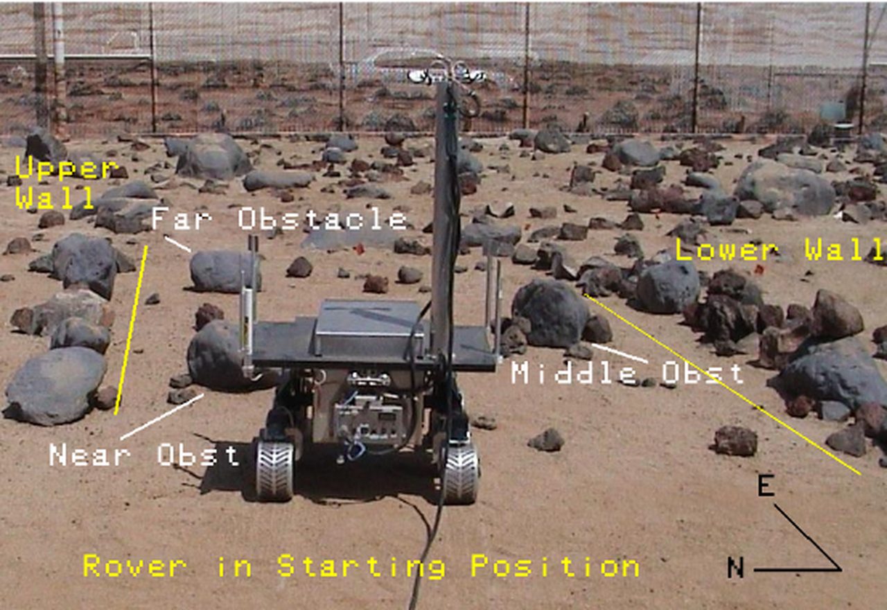 Planetary exploration rover on the test obstacle course