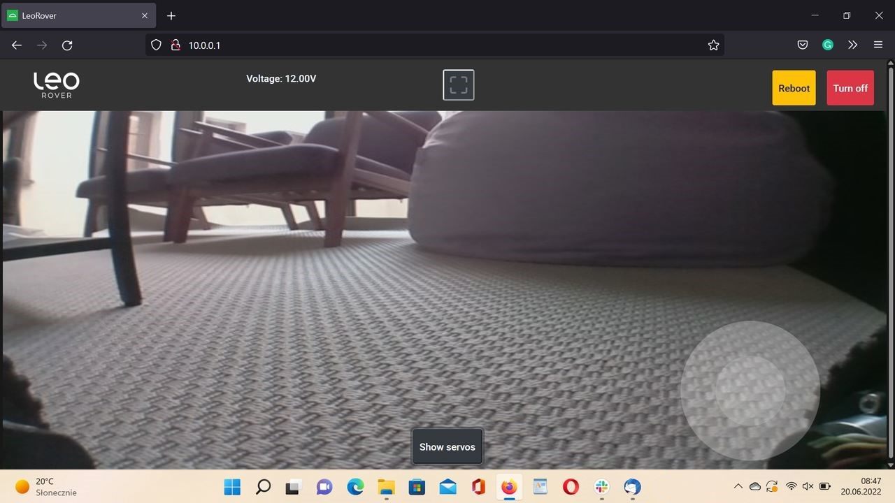 Leo Rover&rsquo;s interface launched in a computer&rsquo;s browser